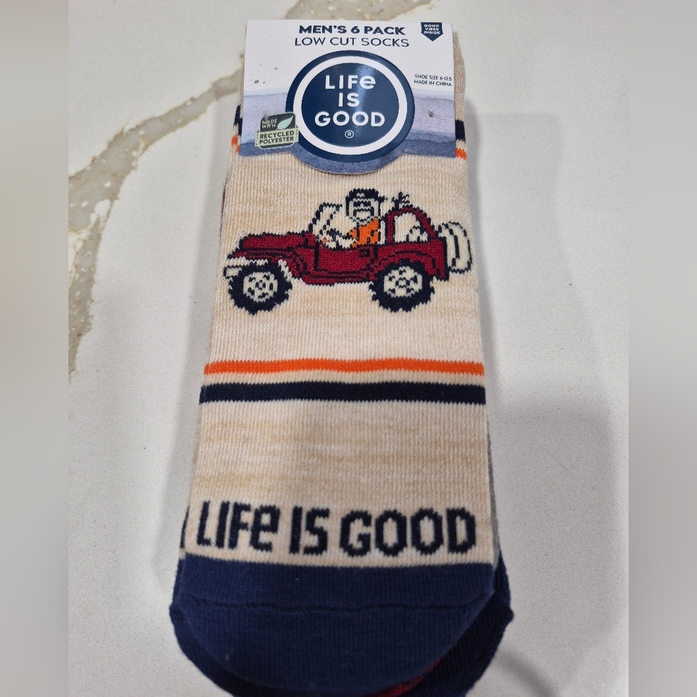 Life Is Good Men's Low Cut Socks - Gray, Blue, and Red